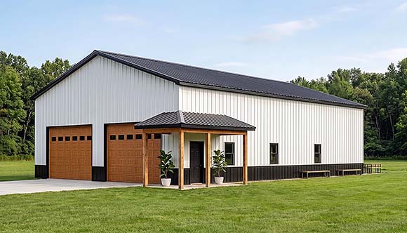 Barndominium, Country House Plan 102509 with 1 Beds, 1 Baths, 4 Car Garage Elevation