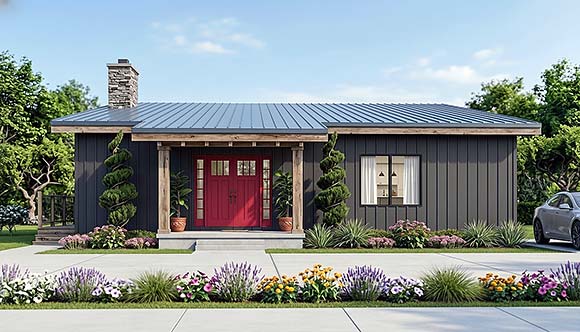 Coastal, Contemporary, Modern House Plan 102511 with 2 Beds, 3 Baths Elevation