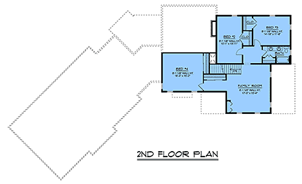 Colonial, Country, Farmhouse, New American, Traditional House Plan 102517 with 4 Beds, 3 Baths, 3 Car Garage Second Level Plan