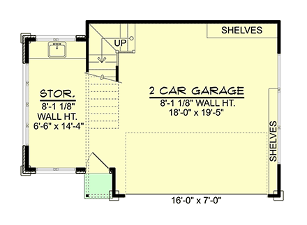 Country, Craftsman, New American, Traditional Garage-Living Plan 102520, 2 Car Garage First Level Plan