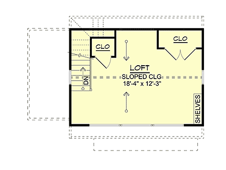 Country, Craftsman, New American, Traditional Garage-Living Plan 102520, 2 Car Garage Second Level Plan