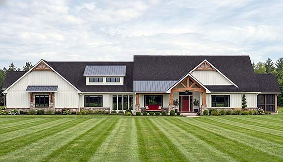 Contemporary, Country, Craftsman, New American, Traditional House Plan 102521 with 2 Beds, 4 Baths, 3 Car Garage Elevation