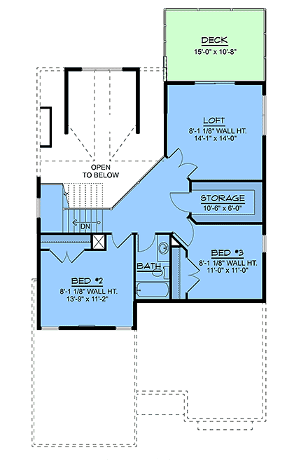 Coastal, Contemporary, Craftsman, New American, Traditional House Plan 102524 with 3 Beds, 3 Baths, 1 Car Garage Second Level Plan