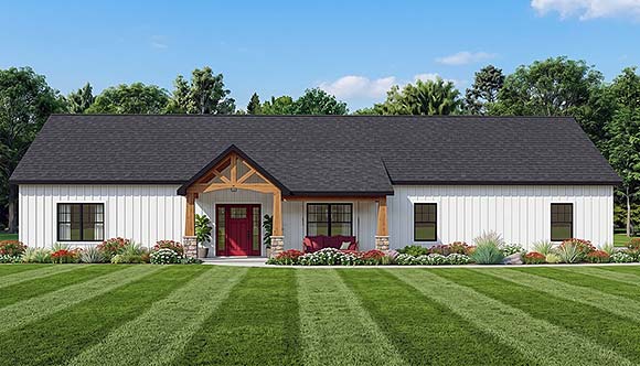Barndominium, Country, Craftsman, Ranch House Plan 102525 with 3 Beds, 3 Baths, 2 Car Garage Elevation