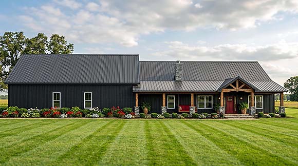 Barndominium, Country, Craftsman, Farmhouse, Ranch House Plan 102526 with 3 Beds, 3 Baths, 4 Car Garage Elevation