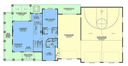 Contemporary, Country, Craftsman, New American, Traditional House Plan 102530 with 3 Beds, 4 Baths, 6 Car Garage First Level Plan