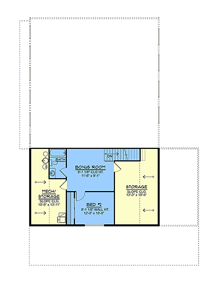 Barndominium, Country, Craftsman, Farmhouse, Southern House Plan 102531 with 2 Beds, 2 Baths, 3 Car Garage Second Level Plan