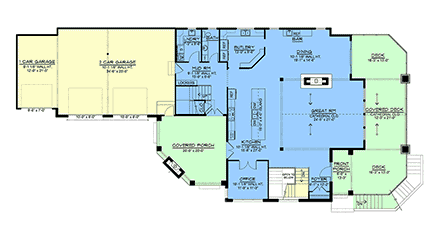 Coastal, Contemporary, Country, Craftsman, Farmhouse, New American House Plan 102532 with 3 Beds, 5 Baths, 3 Car Garage First Level Plan