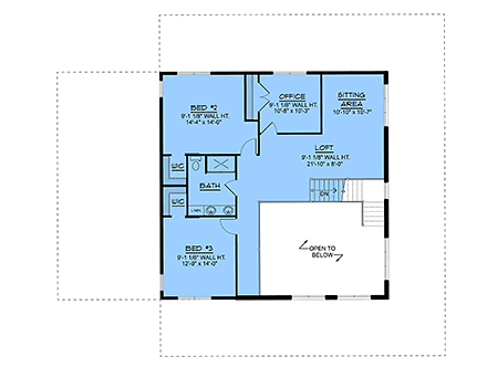 Barndominium, Contemporary, Country, Craftsman, New American House Plan 102535 with 3 Beds, 3 Baths, 3 Car Garage Second Level Plan