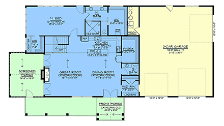 Barndominium, Country, Craftsman, Farmhouse House Plan 102536 with 3 Beds, 3 Baths, 3 Car Garage First Level Plan