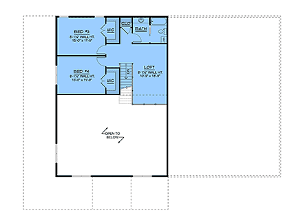 Barndominium, Contemporary, Country, Craftsman, Farmhouse House Plan 102538 with 4 Beds, 3 Baths, 2 Car Garage Second Level Plan