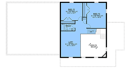 Barndominium, Country, Craftsman, Farmhouse, Traditional House Plan 102539 with 3 Beds, 3 Baths, 3 Car Garage Second Level Plan