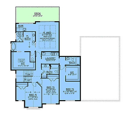 Country, Craftsman, New American House Plan 102545 with 7 Beds, 5 Baths, 3 Car Garage Second Level Plan