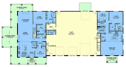 Barndominium, Country, Craftsman, Farmhouse House Plan 102546 with 5 Beds, 6 Baths, 3 Car Garage First Level Plan