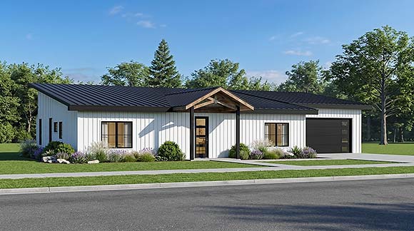 Contemporary, Country, Craftsman, Modern, New American, Ranch House Plan 102548 with 3 Beds, 2 Baths, 2 Car Garage Elevation