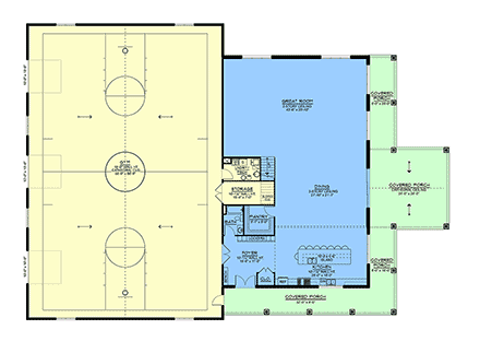 Barndominium, Contemporary, Country, Craftsman, New American House Plan 102550 with 1 Beds, 3 Baths, 3 Car Garage First Level Plan