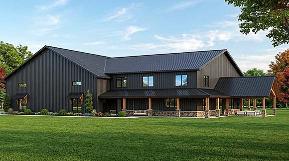 Barndominium, Contemporary, Country, Craftsman, New American House Plan 102550 with 1 Beds, 3 Baths, 3 Car Garage Elevation