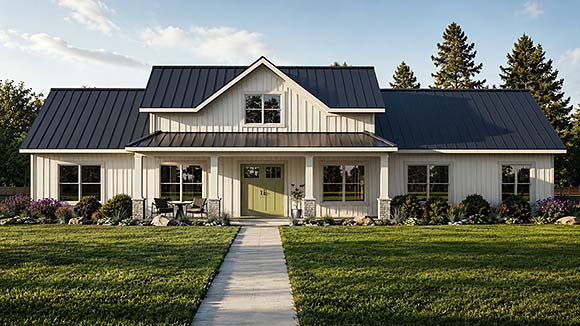 Contemporary, Cottage, Country, Craftsman, Farmhouse, New American, Ranch House Plan 102553 with 3 Beds, 3 Baths Elevation