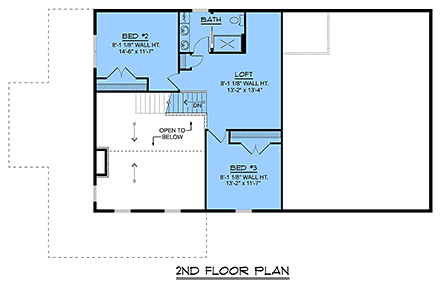 Barndominium, Country, Craftsman, Farmhouse, New American House Plan 102555 with 3 Beds, 3 Baths, 2 Car Garage Second Level Plan