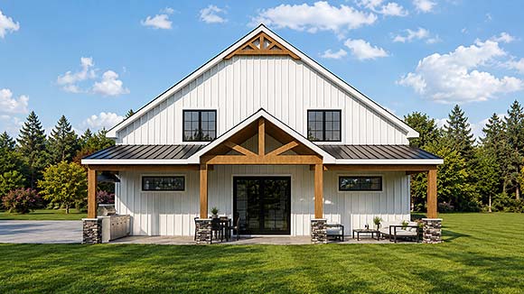 Barndominium, Country, Craftsman, New American House Plan 102556 with 3 Beds, 2 Baths, 3 Car Garage Elevation