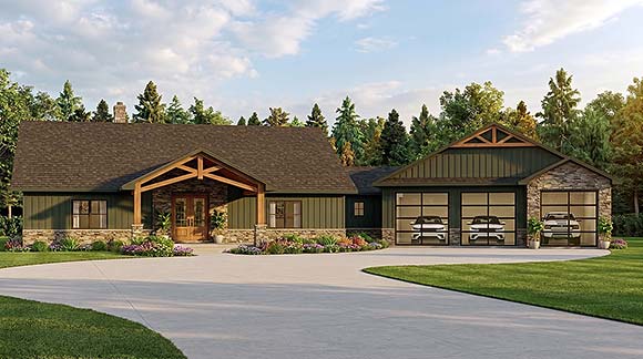 Coastal, Contemporary, Country, Craftsman, New American House Plan 102557 with 2 Beds, 3 Baths, 3 Car Garage Elevation