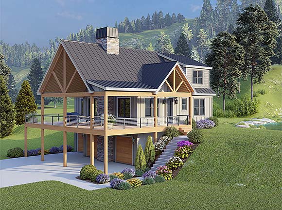 Contemporary, Country, Prairie, Traditional House Plan 102601 with 3 Beds, 3 Baths, 3 Car Garage Elevation