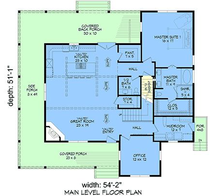 Country, Farmhouse, Traditional House Plan 102602 with 3 Beds, 3 Baths First Level Plan
