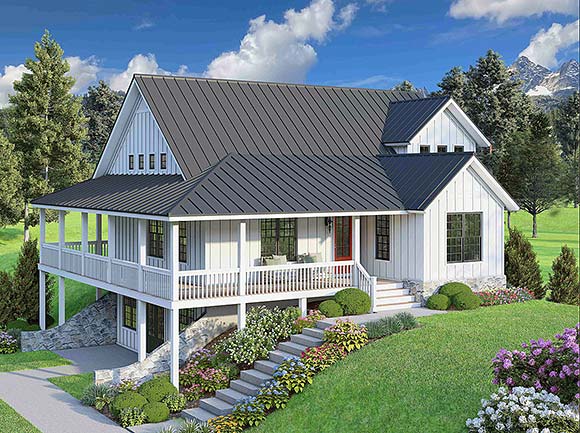 Country, Farmhouse, Traditional House Plan 102602 with 3 Beds, 3 Baths Elevation