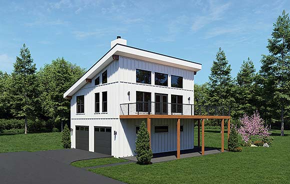Contemporary, Modern Garage-Living Plan 102606 with 1 Beds, 1 Baths, 2 Car Garage Elevation
