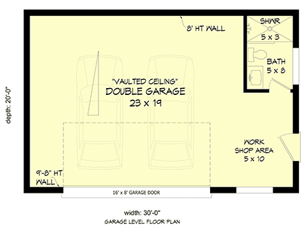 Contemporary, Modern 2 Car Garage Plan 102611 First Level Plan