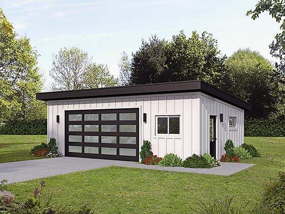 Contemporary, Modern 2 Car Garage Plan 102611 Elevation