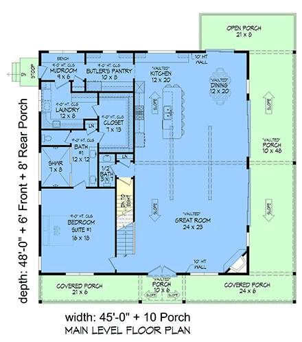 Contemporary, Country, Traditional House Plan 102612 with 3 Beds, 4 Baths, 2 Car Garage First Level Plan