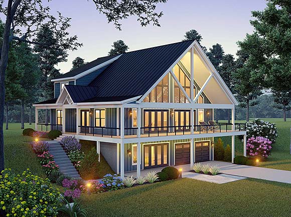 Contemporary, Country, Traditional House Plan 102612 with 3 Beds, 4 Baths, 2 Car Garage Elevation