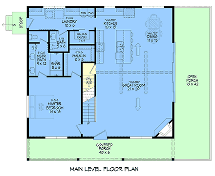 French Country, Prairie, Traditional House Plan 102615 with 3 Beds, 3 Baths First Level Plan