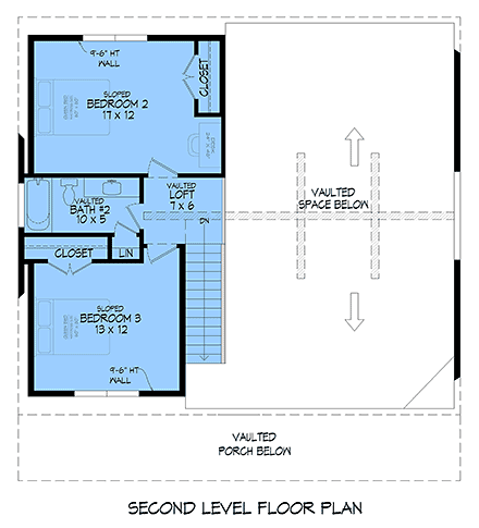 French Country, Prairie, Traditional House Plan 102615 with 3 Beds, 3 Baths Second Level Plan