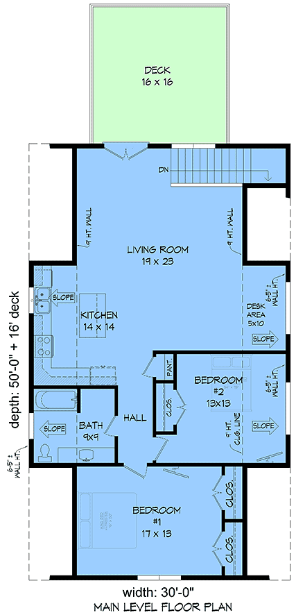 Barndominium, Contemporary, Country, Farmhouse, French Country Garage-Living Plan 102616 with 2 Beds, 1 Baths, 4 Car Garage Second Level Plan