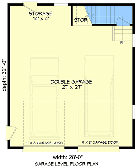 Country, New American, Traditional Garage-Living Plan 102617, 2 Car Garage First Level Plan