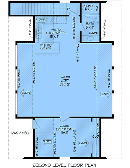 Country, Craftsman, Farmhouse Garage-Living Plan 102619 with 1 Beds, 1 Baths, 3 Car Garage Second Level Plan
