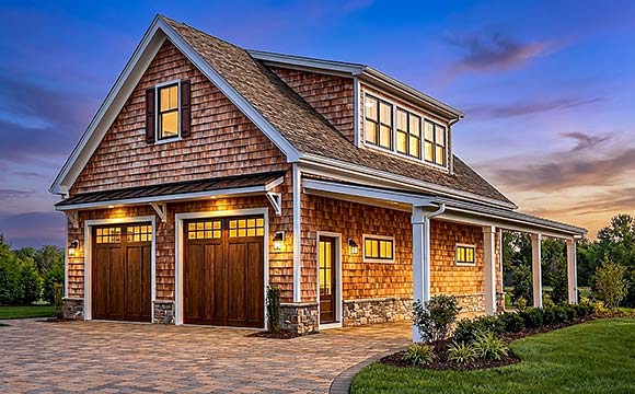 Country, Craftsman, Farmhouse Garage-Living Plan 102619 with 1 Beds, 1 Baths, 3 Car Garage Elevation