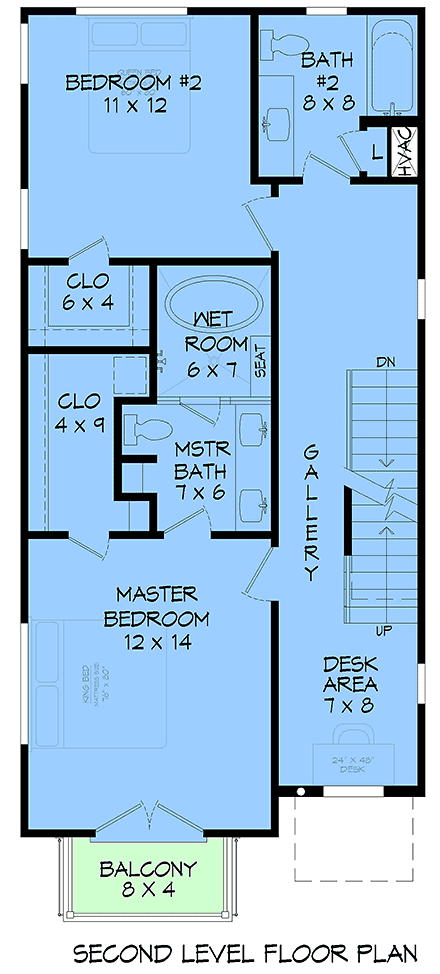 Coastal, Contemporary, Modern House Plan 102620 with 4 Beds, 4 Baths Second Level Plan