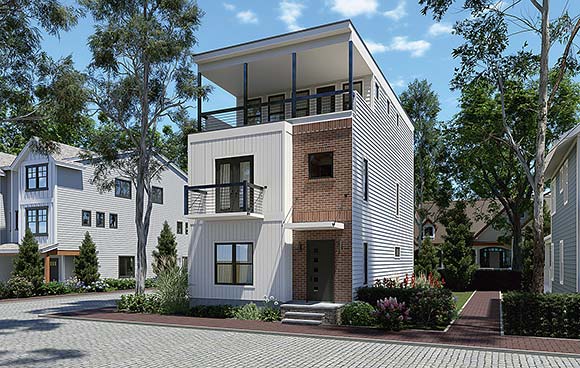 Coastal, Contemporary, Modern House Plan 102620 with 4 Beds, 4 Baths Elevation