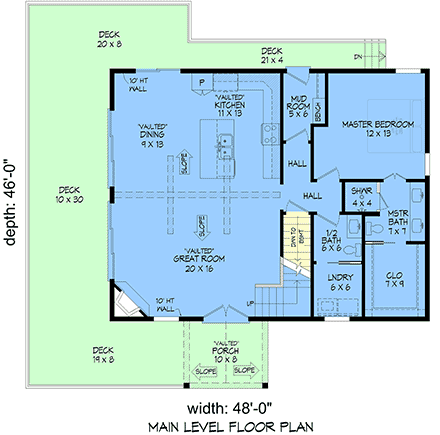 Country, Craftsman, New American, Traditional House Plan 102621 with 3 Beds, 3 Baths First Level Plan