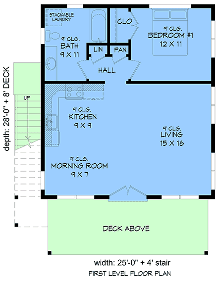 Contemporary, Modern Multi-Family Plan 102623 with 2 Beds, 2 Baths First Level Plan