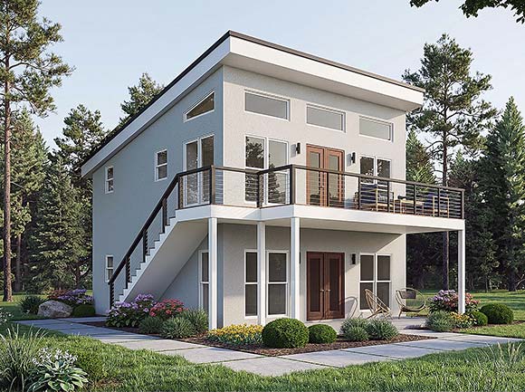 Contemporary, Modern Multi-Family Plan 102623 with 2 Beds, 2 Baths Elevation