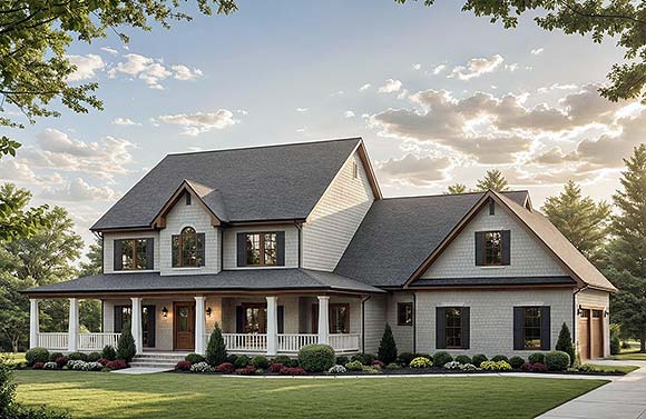 Contemporary, Country, Farmhouse House Plan 102700 with 4 Beds, 4 Baths, 3 Car Garage Elevation