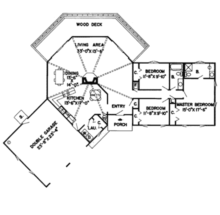 Contemporary, One-Story, Ranch, Retro House Plan 10274 with 3 Beds, 2 Baths, 2 Car Garage First Level Plan