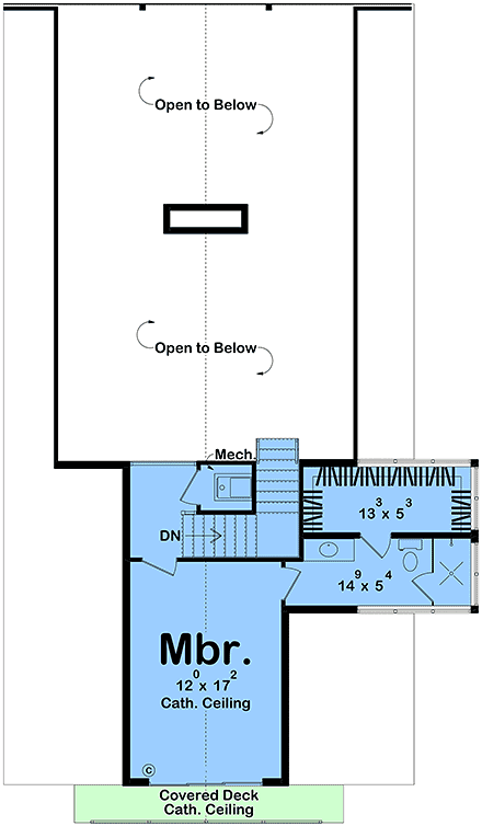 A-Frame, Modern House Plan 102800 with 3 Beds, 2 Baths Second Level Plan