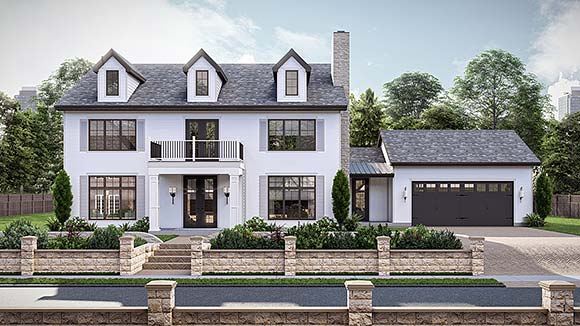 Colonial, Traditional House Plan 102801 with 3 Beds, 4 Baths, 2 Car Garage Elevation