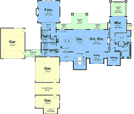 Contemporary, Cottage, Country, European, Modern House Plan 102802 with 5 Beds, 5 Baths, 5 Car Garage First Level Plan