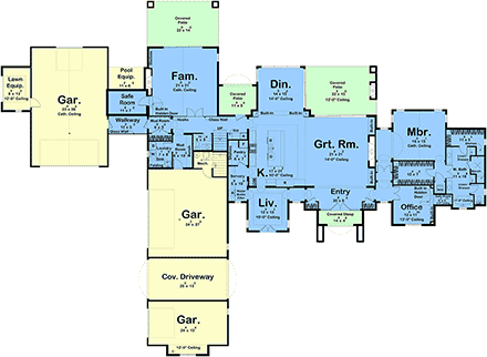 Contemporary, Cottage, Country, European, French Country House Plan 102803 with 5 Beds, 5 Baths, 6 Car Garage First Level Plan